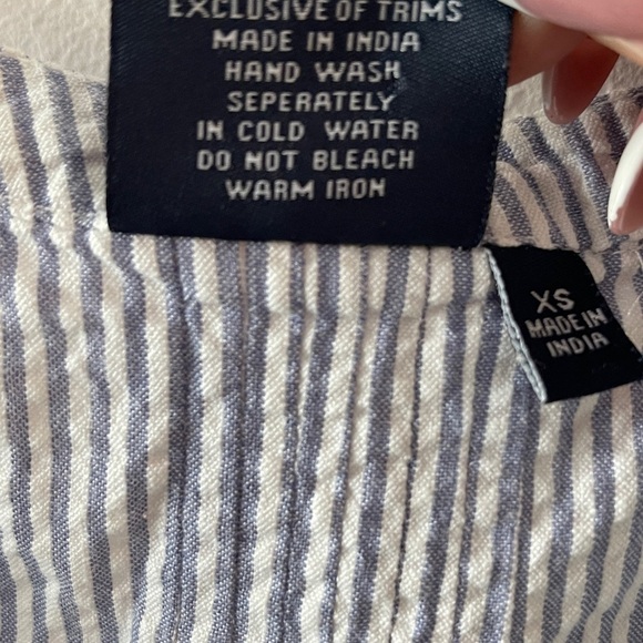 Madison Mathews Women’s XS Striped Cotton Mini Dress, Blue White Coastal Beachy - Picture 5 of 6